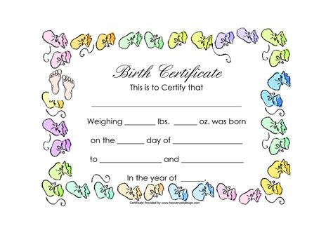 Play Birth Certificate Printable